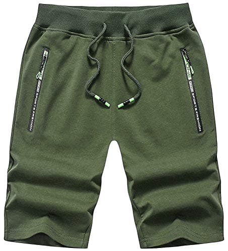 CREATMO US Mens Shorts Casual Elastic Waist Sport Pants for Men Army Green S