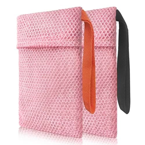 Beiskll 2 Pack Soap Bag Deep Exfoliating,Bar Soap Pouch Saver Pocket,Body Scrubber Shower Bath Sponge Loofah (Pink)