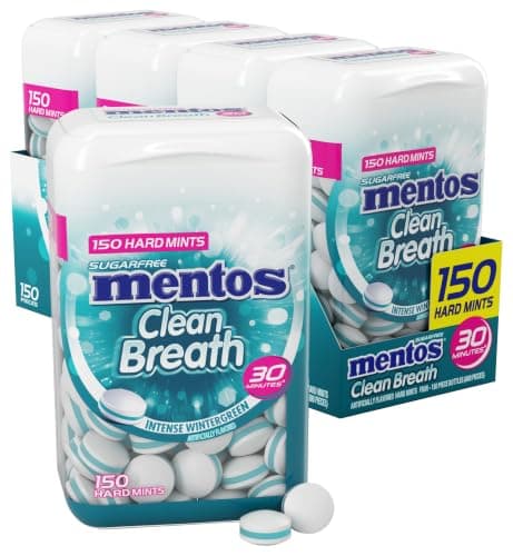 Mentos Pure White Sugar Free Gum, Sweet Mint, 50 Piece Bottle (6 Pack)