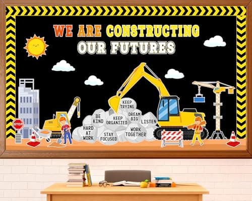 Construction Bulletin Board Decorations Set Construction Classroom Bulletin Board Decoration We are Constructing Our Futures Paper Cutouts for Back to School Office Classroom Chalkboard Wall Decor