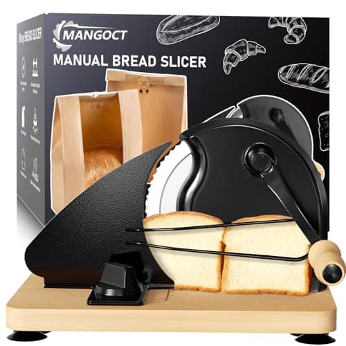 Upgraded Manual Bread Slicer for Homemade Bread with 20 Bags and Acrylic Cover, Adjustable Thickness Bread Cutter, Sourdough Slicer Serrated Blade with Scale Line and Suction Cup for Baguettes