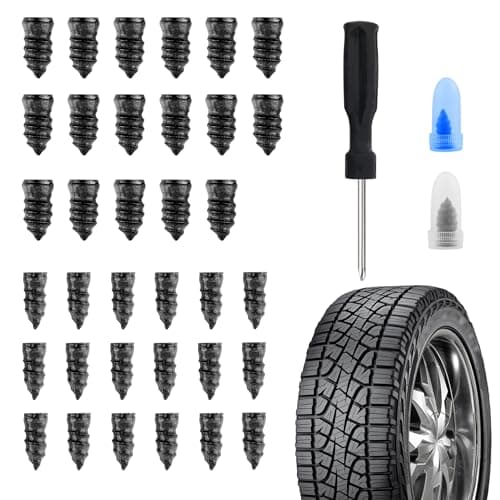 Salior 35PCS Tire Plug Kit with Screwdriver,Rubber Flat Tire Repair Kit for Fast Repair of Tire Punctures,Durable Car Tire Repair Kit Self-Service Repair Nails for Car Motorcycle Truck (35PCS)