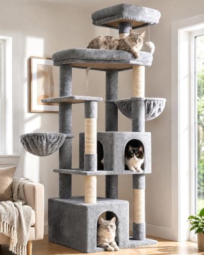 Globlazer Sturdy Cat Tree for Indoor Cats 20 lbs, S68, Cloud Grey