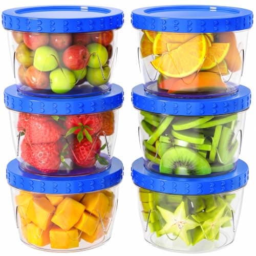 6 Pack-17oz Reusable Freezer Storage Containers, [STURDIER and MORE DURABLE] Airtight Plastic Food Storage Containers with Twist Top Lids, |BPA Free| Stackable | Leakproof| Microwave/Dishwasher Safe