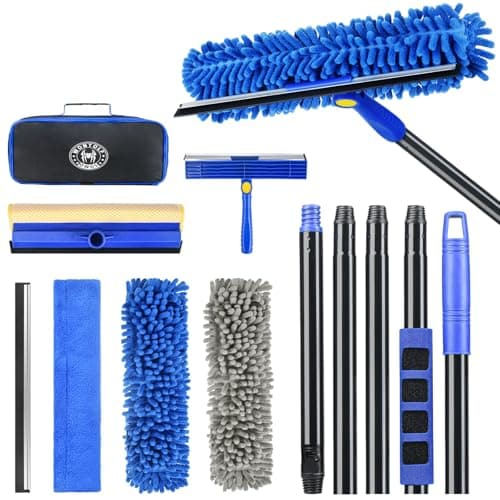 Wontolf 4-in-1 Window Squeegee, 79'' Window Cleaner Tool with Extension Pole, Window Cleaning Kit with Storage Bag, Rotatable Window Washing Kit Equipment for Home, Outdoor High Windows, Glass, Shower