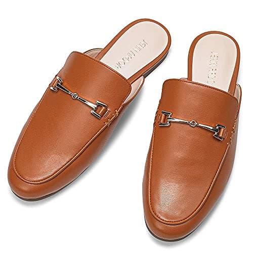 JENN ARDOR Mules for Women Flats Backless Loafers Shoes Slip On Slippers Pointed Toe Low Heel Work Slides Womens Mules Casual Shoes