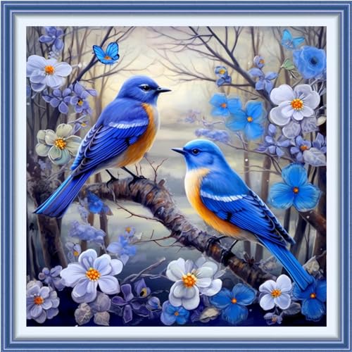 Funxvoot Stamped Cross Stitch Kits Beginners Full Range of Embroidery Kits for Adults 11CT Embroidery Patterns Needlepoint Kits Printed Cross Stitch Kits - (Flower Birds 18x18 inchs)