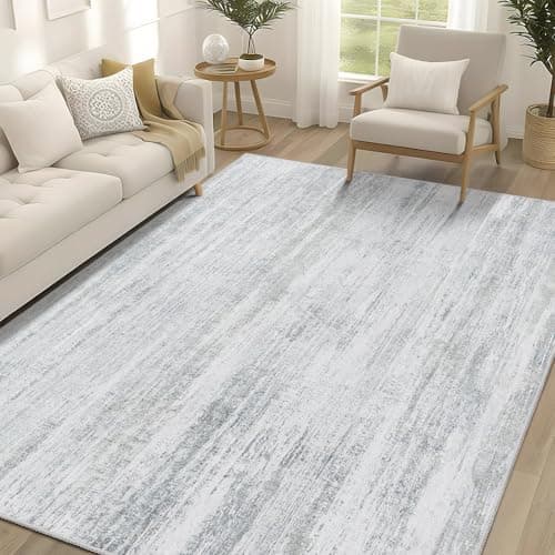 MUJOO 5x7 Washable Area Rug Low Pile Non Slip Modern Abstract Large