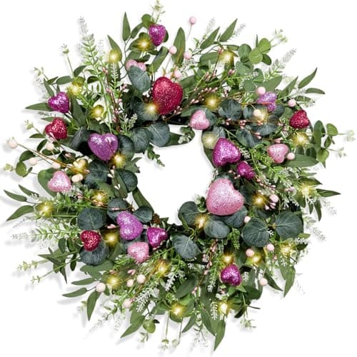 25 inche Large Eucalyptus Wreaths for Front Door Artificial Green Eucalyptus Leaves Greenery Indoor Outdoor Wreath Home Decor Porch Window Wall Farmhouse Door Decorations Spring Summer All Season