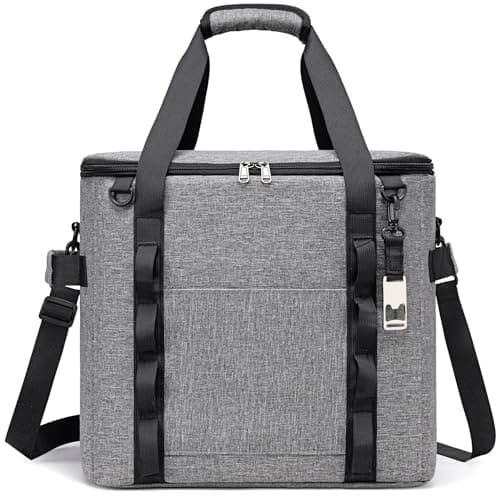 TuErcao Soft Cooler Bag, 9"x9"x9" 20 Cans Leakproof Insulated Small Ice Chest for Travel Beach Camping Picnic, Lightweight Portable Collapsible Cooler Box with Shoulder Strap for Car, Light Grey