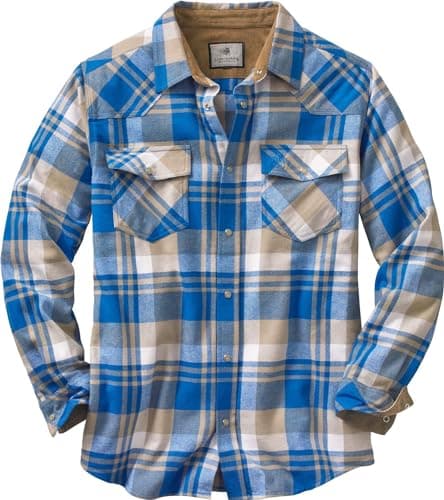 Legendary Whitetails Mens Western Button Up Brushed Cotton Flannel Shirt, Liberty Range Plaid, X-Large Tall