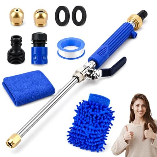 High Pressure Power Washer Wand, 2‑in‑1 Metal Water Jet Nozzle with 2 Spray Tips & Quick Connectors, Turns Any Garden Hose into Power Washer for Cars, Patios, Decks & Outdoor Cleaning
