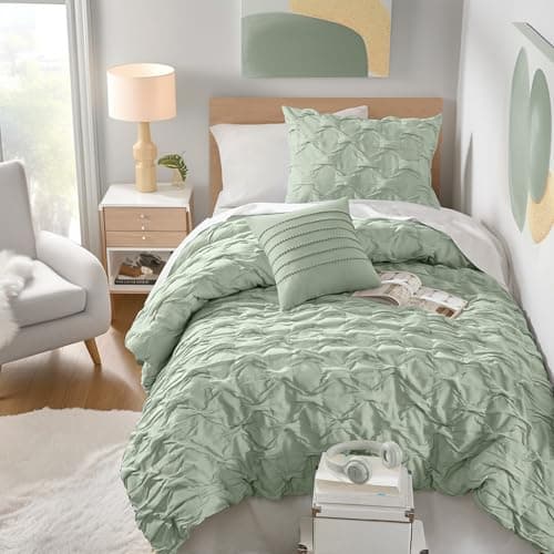 Comfort Spaces All Season Twin XL Comforter Set for Girls, 3 Piece, Green