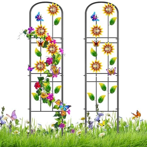 KHayRovies 2 Pack Garden Trellis for Climbing Plants Outdoor, Metal Plant Trellis Vine Frame Support for Potted, Decoration Plant Wall Brackets Lattice for Indoor Flowers Vegetable Fruits Rose