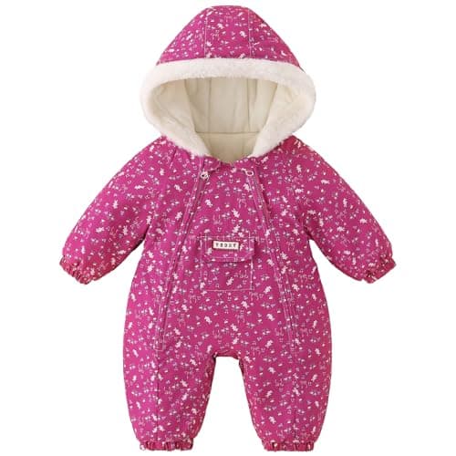 JiAmy Baby Snowsuit Newborn Winter Suit Toddler Girls Outfit 3-6M Rose