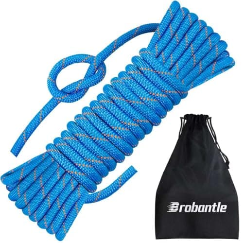 Brobantle 10.5mm Climbing Rope,32FT Static Rock Climbing Rope for Escape Rope Ice Climbing Equipment Fire Rescue Parachute