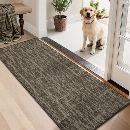 Dirt Trapper Door Mat Non-Slip Washable Entryway Rug,20"x48" Light Brown