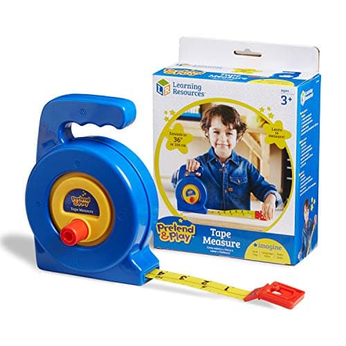 Learning Resources Pretend Play 3" Long Tape Measure - Kids Construction Toys, Preschool Activities, Pretend Play For Toddlers , Height Measurement Counting Tool, Fine Motor Skills, Homeschool