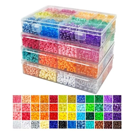 Malynme 5000Pcs Pony Beads Bulk, 48 Colors Kandi Beads for Bracelets & Hair