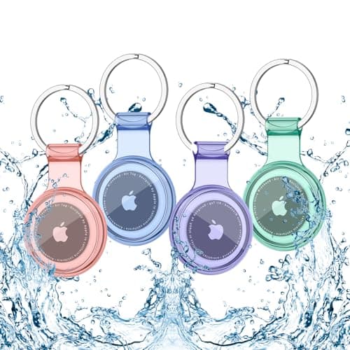 4 Pack for AirTag Holder Case with Keychain, Waterproof Shockproof & Anti-Scratch Protective Cover for Airtags, GPS Item Finder Accessories Air Tag Holder for Keys, Bags, Kids, Pet, Luggage (4Pack B)