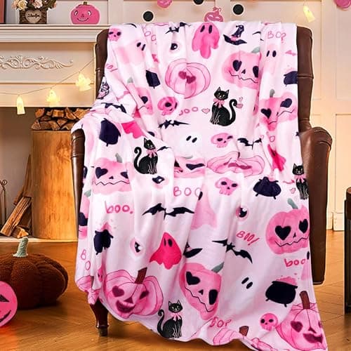 Throw Blanket Super Soft Cozy and Plush for Couch and Chair Halloween Blankets and Throws Pumpkin Spider Ghost Blanket(50" x 60")
