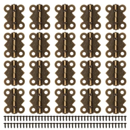 Screws Small Hinges for Crafts 20 PCS Antique Bronze Butterfly-Hinges with 80 Pcs Jewelry Box Hinges, Small Hinge for Wooden Box Mini Metal Hing for Cabinet Crafts Wooden Jewelry Boxs (25 x 20mm)