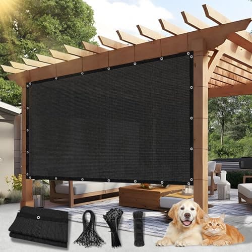 BELLE DURA 90% Outdoor Sun Shade Cloth, 8'×8' Pergola Shade Cover with Grommets, Privacy Screen Sunshades for Patio Garden Backyard Plant, Black