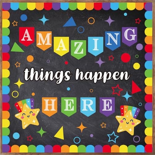 Welcome Back to School Bulletin Board Set, Amazing Things Happen Here Bulletin Board, Colorful Classroom Wall Decor for Kindergarten Elementary Middle School (Light)
