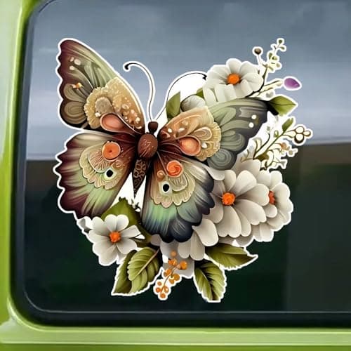 ZUKHL 2pcs 5.12''x5.12'' Butterfly & Floral Vinyl Stickers #2BZ254
