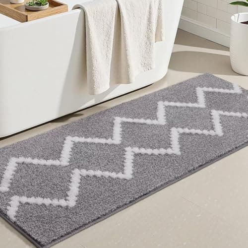 DEXDE Bathroom Rug 60"x24" Grey Non-Slip Washable Absorbent Bathroom Runner