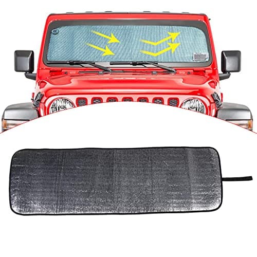 Windshield Sunshade Sun Shade Heat Shield Sun Visor Mat for Jeep Wrangler Rubicon Sahara 2018-2024 JL JLU 2/4 Door & Gladiator JT (Silver)