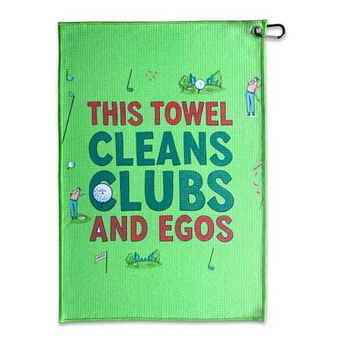 ROCKY PARTY Funny Printed Golf Towel (16''x24''),Microfiber Golf Towel with Clip,Golf Gift for Dad Husband Birthday Christmas or Friends,Golf Bag Accessories for Men and Women (Green)