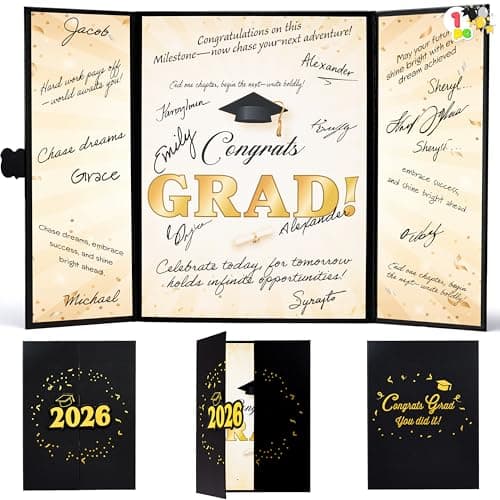 JOYIN 2026 Graduation Guest book Alternative, 12" Black & Gold Graduation Party Decorations Signature Congrats, Class of 2026 Grad Card for High School College Grad Gift, Party Guest Signing Cardboard