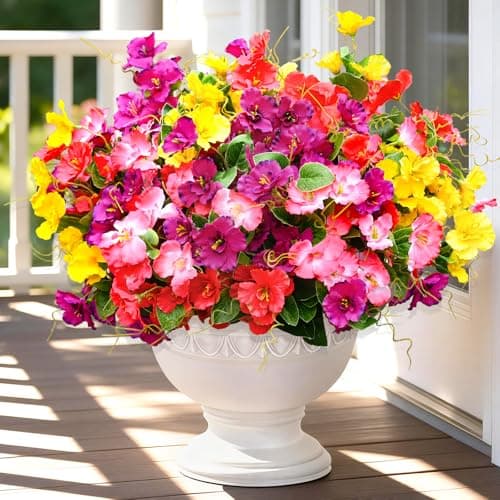 Yastouay Artificial Flowers for Outdoors UV Resistant, 6 Bundles Realistic Fake Outdoor Hibiscus Flowers Artificial Outdoor Flowers, Faux Flowers for Outdoor Planters Front Porch Patio Outdoor
