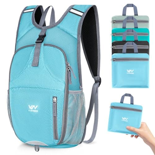 VHYBRIX 15L Foldable Hiking Backpack,Lightweight Packable Waterproof Machine Washable Daypack with Chest Strap,Small Folding Pack for Travel/Walking for Men&Women-0.52LB Blue