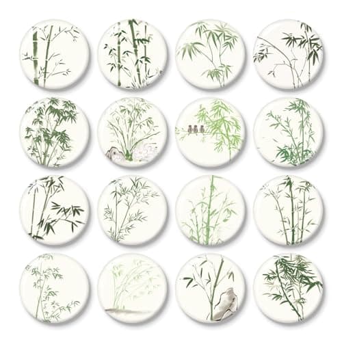 Tynogard 16 Pcs Bamboo Fridge Magnets Pattern Refrigerator Magnets Strong Magnetic Cute Funny Small Decorative Designs for Office, Kitchen, Home, School, Locker, Cabinet, Whiteboard & Gift