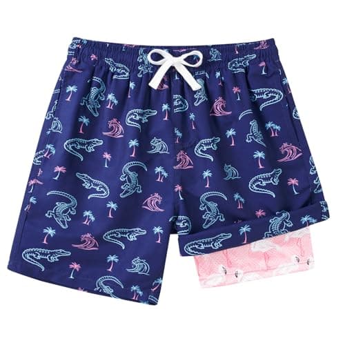 Cuddomper Boys Swim Trunks Compression Liner Size 8 Crocodile Boardshorts