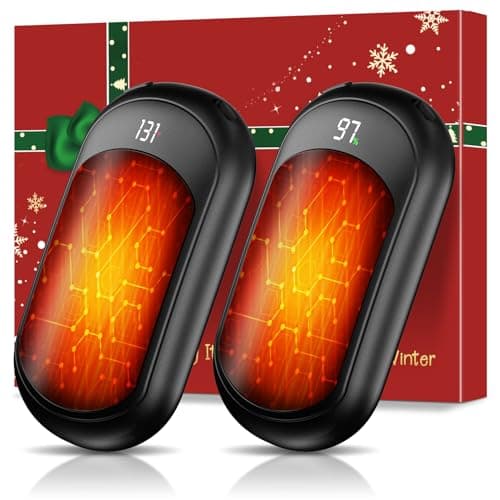 AI Electric Hand Warmers Rechargeable 2 Pack, 6400mAh Portable Pocket Hand Warmer, Fast Heating 3-Settings Reusable Handwarmers for Christmas, Gloves, Travel, Hunting Essentials Men Women - Black