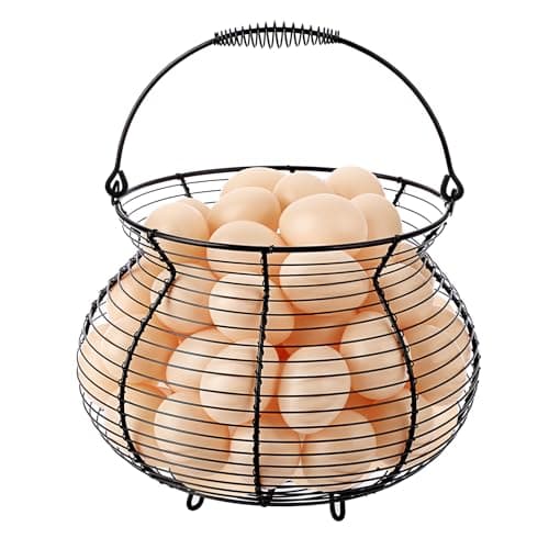 1 PCS Big Belly Wire Egg Baskets for Fresh Egg With Handle Egg Holder