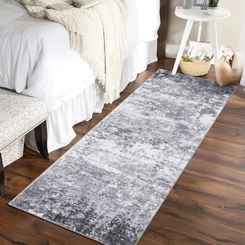 ROYHOME 2x6 Modern Abstract Runner Rug, Light Grey