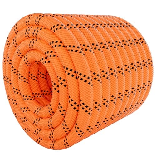 X XBEN Braided Polyester Arborist Rope 3/8 inch X 170ft, 48 Strands, 3430 LBS Breaking Strength Outdoor Rope, Arborist Rigging Rope for Rock Hiking Camping Swing Tree Rescue, Orange