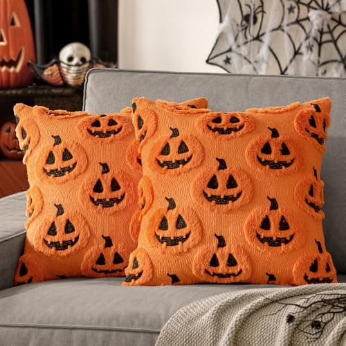 MIULEE Halloween Fall Pumpkin Throw Pillow Covers 18x18 Orange-Black