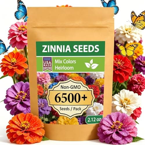 LUOJIBIE Zinnia Seeds, 6500+ Bulk Pack Mixed Colors Large Blooms Seeds, California Giant Zinnia Seeds for 2026, High Germination Non-GMO, Wildflower Seeds for Planting Indoor Outdoor, Open Pollinated