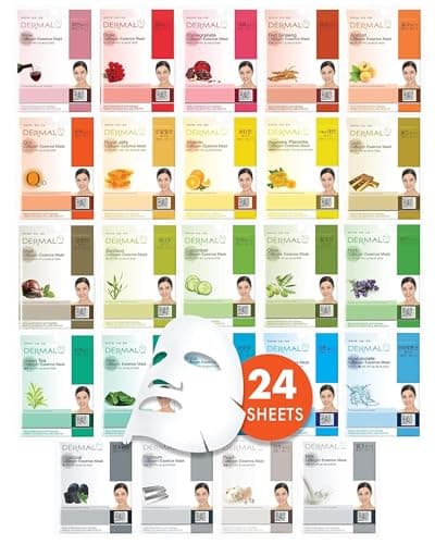 DERMAL 24 Combo Korean Essence Sheet Mask Variety Pack, Collagen & More
