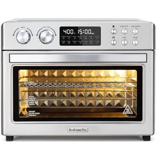 28QT Air Fryer Toaster Oven Combo, Large 12-in-1 Convection Countertop Oven with 3-Layer Cooking, Rotisserie for Chicken, 6 Heating Tubes, Fast Preheat, Fit 11" Pizza, All Accessories, Stainless Steel