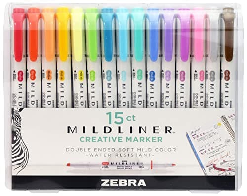 Zebra Pen MILDLINER Highlighter, Assorted, Dual Tip, Pk of 6, 90 Count Ttl