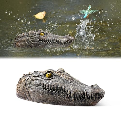 Silipull 13.4 Inches Floating Alligator Head Decoy Pool Accessories Outdoor Pools Float Alligator Fake Crocodile Head for Goose, Duck Control, Pool, Garden Decorations and Patio Accessories(Cunning)