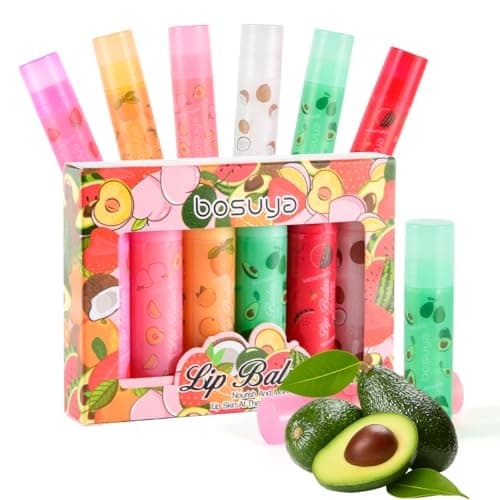 PPEIWASTE Fruit Lip Balm Set - 6 Pack Natural Moisturizer with Coconut Oil | Long-Lasting Hydration for Dry Lips | Birthday Gift for Women/Men | Non-GMO, Gluten-Free, Cruelty-Free