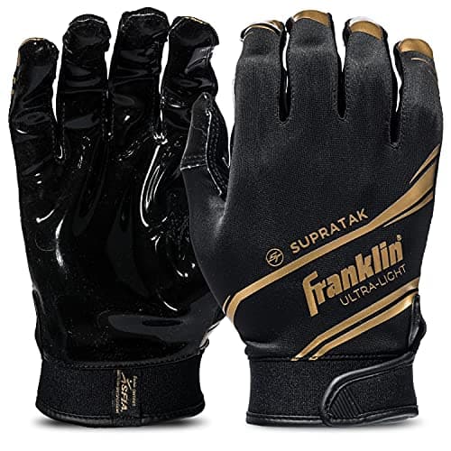 Franklin Sports Supratak Receiver Gloves - Adult Small - Black/Gold