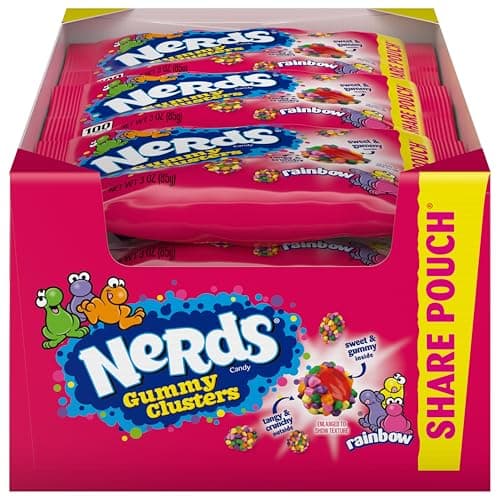 NERDS Gummy Clusters Rainbow Candy, Crunchy & Gummy, 3 oz, 12 Pk